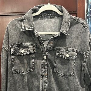 Gray Denim Button-Up Shirt